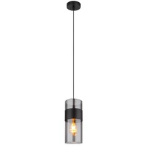 Pendul Globo SCARFINA metal, sticla, negru, fumuriu, E27 - 15718