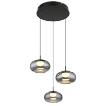 Pendul Globo QUINTARA metal, sticla, negru, fumuriu, LED, 18W, 1200lm, 3000K - 15744-3H