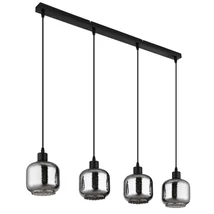 Pendul Globo XIA metal, sticla, negru, alb, fumuriu, E27 - 15754-4H