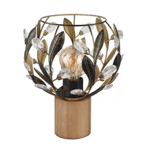 Veioza Globo MIKA metal, lemn, acril, maro, auriu, negru, E27 - 15759T