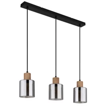 Pendul Globo ALEIDIS metal, lemn, sticla, negru, maro, fumuriu, E27 - 15768-3