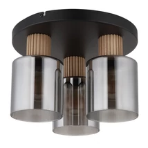 Plafoniera Globo ALEIDIS metal, lemn, sticla, negru, maro, fumuriu, E27 - 15768-3D