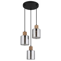 Pendul Globo ALEIDIS metal, lemn, sticla, negru, maro, fumuriu, E27 - 15768-3H