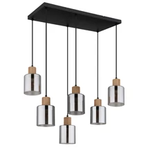 Pendul Globo ALEIDIS metal, lemn, sticla, negru, maro, fumuriu, E27 - 15768-6