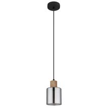 Pendul Globo ALEIDIS metal, lemn, sticla, negru, maro, fumuriu, E27 - 15768