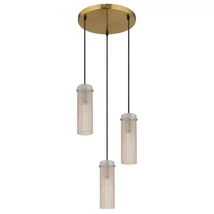 Pendul Globo KAROLO metal, sticla, auriu, chihlimbar, E14 - 15775-3HR