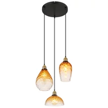 Pendul Globo SALVY metal, sticla, negru, chihlimbar, E27 - 15786-3H1