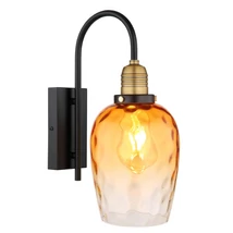 Aplica de perete Globo SALVY metal, sticla, negru, chihlimbar, E27 - 15786W