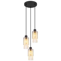Pendul Globo BACKEY metal, sticla, negru, fumuriu, E27 - 15799-3H