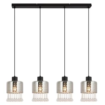 Pendul Globo HENDRY metal, sticla, negru, fumuriu, E27 - 15884-4H