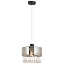 Pendul Globo HENDRY metal, sticla, negru, fumuriu, E27 - 15884H1