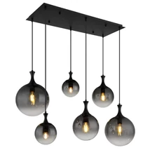 Pendul Globo DALTON metal, sticla, negru, fumuriu, E27 - 15885-6H