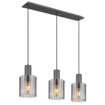 Pendul Globo TULIVAR metal, sticla, gri, fumuriu, E27 - 15904-3H