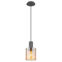 Pendul Globo TULIVAR metal, sticla, gri, chihlimbar, E27 - 15904HA