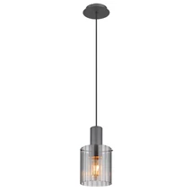 Pendul Globo TULIVAR metal, sticla, gri, fumuriu, E27 - 15904HS