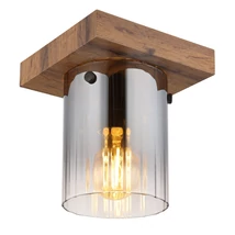 Plafoniera Globo UNDERWOOD lemn, sticla, maro, fumuriu, E27 - 15915-1