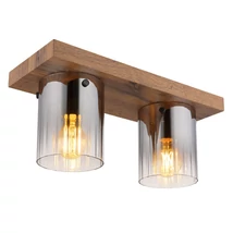 Plafoniera Globo UNDERWOOD lemn, sticla, maro, fumuriu, E27 - 15915-2