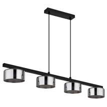 Pendul Globo HIGGINS metal, sticla, negru, fumuriu, GX53, 24W, 1800K, 1080Lm - 16055-4HS