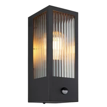 Aplica de perete exterioara cu senzor de miscare Globo GUNDULA metal, sticla, negru, transparent, E27,IP44 - 31980S