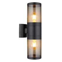 Aplica de perete exterioara Globo XELOO metal, plastic, negru, fumuriu, E27, IP44 - 32014-2BS