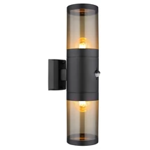 Aplica de perete exterioara cu senzor de miscare Globo XELOO metal, plastic, negru, fumuriu, E27, IP44 - 32014-2BSS
