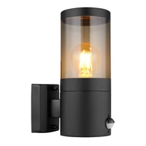 Aplica de perete exterioara cu senzor de miscare Globo XELOO metal, plastic, negru, fumuriu, E27, IP44 - 32014BSS