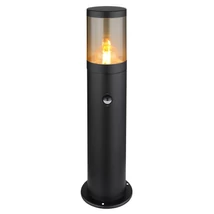 Lampadar exterior cu senzor de miscare Globo XELOO metal, plastic, negru, fumuriu, E27, IP44 - 32015BSS