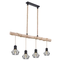 Pendul Globo PRISKA lemn, metal, lemn, negru, E27 - 54017-4HH