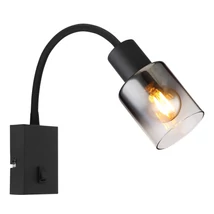 Aplica de perete Globo HUBERTUS metal, sticla, negru, fumuriu, E14 - 54308W