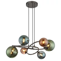 Pendul Globo RIHA metal, sticla, negru, bronz, verde, petrol, G9, 3.5W, 3000K, 290Lm - 56142-6H