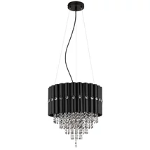 Pendul Globo ELEOS metal, cristal, negru, transparent, E27 - 63149-3