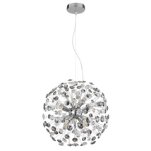 Pendul Globo KATRINA metal, crom, cristal, negru, fumuriu, G9, 28W, 3000K, 350Lm - 64135H1C