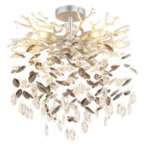Plafoniera Globo QUEENA metal, sticla cristal, argintiu, fumuriu, transparent, E14 - 64138DS