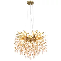 Pendul Globo QUEENA metal, sticla cristal, auriu, chihlimbar, transparent, E14 - 64138H1G