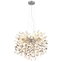 Pendul Globo QUEENA metal, sticla cristal, argintiu, fumuriu, transparent, E14 - 64138H1S