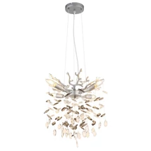 Pendul Globo QUEENA metal, sticla cristal, argintiu, fumuriu, transparent, E14 - 64138HS