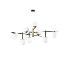 Pendul IdealLux GOURMET PL9 metal, sticla, negru, alama, alb, E14 - 289489