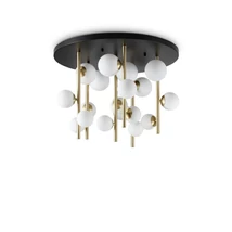 Plafoniera IdealLux PERLAGE PL18 metal, sticla, negru, alama, alb, G9 - 328393