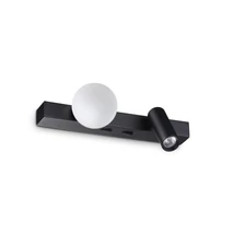 Aplica de perete Ideallux PING PONG AP NERO metal, acril, negru, satinat, LED, 6W, 600lm, 3000K - 336664