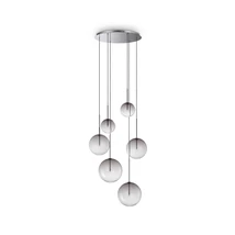 Pendul Ideallux EQUINOXE SP6 FUME' SFUMATO metal, sticla, crom, fumuriu, G4 - 345413