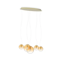 Pendul Ideallux MAPA CLEAR SP5 AMBRA metal, sticla, chihlimbar, E27 - 346588