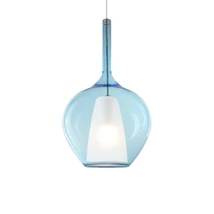 Pendul IdealLux KALIQUE metal, sticla, crom, albastru, E27 - 359588