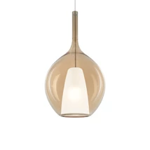 Pendul IdealLux KALIQUE metal, sticla, crom, chihlimbar, E27 - 359632