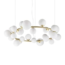 Pendul IdealLux PERLAGE metal, sticla, auriu, alb, LED, G9 - 363370