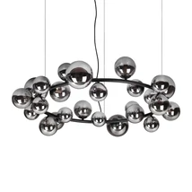 Pendul IdealLux PERLAGE metal, sticla, negru, fumuriu, G9 - 363387