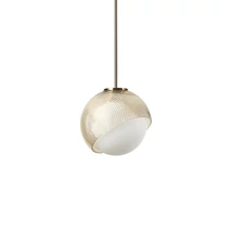 Pendul IdealLux BLOOM metal, sticla, alama, chihlimbar, alb, E27 - 366661