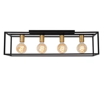 Plafoniera Lucide RUBEN metal, negru, auriu, E27 - 00124/04/30