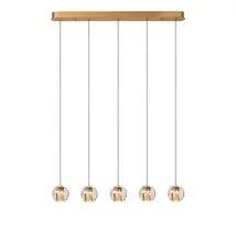Pendul Lucide DILENKO metal, sticla, auriu, transparent, LED, 2700K, 5x3,5W, 5x140lm - 13497/16/02