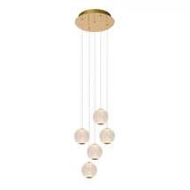 Pendul Lucide CINTRA metal, acril, auriu, transparent, LED, 2700K, 5x4,7W, 5x290lm - 13499/22/60