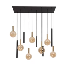Pendul Lucide JOSIANE metal, sticla, negru, chihlimbar, G9+GU10, 40W - 21441/12/62